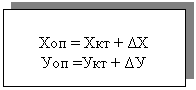 Подпись: Хоп = Хкт + ΔХ
Уoп =Укт + ΔУ
